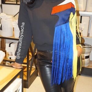 Black Sweatshirt with Colorful Fringe